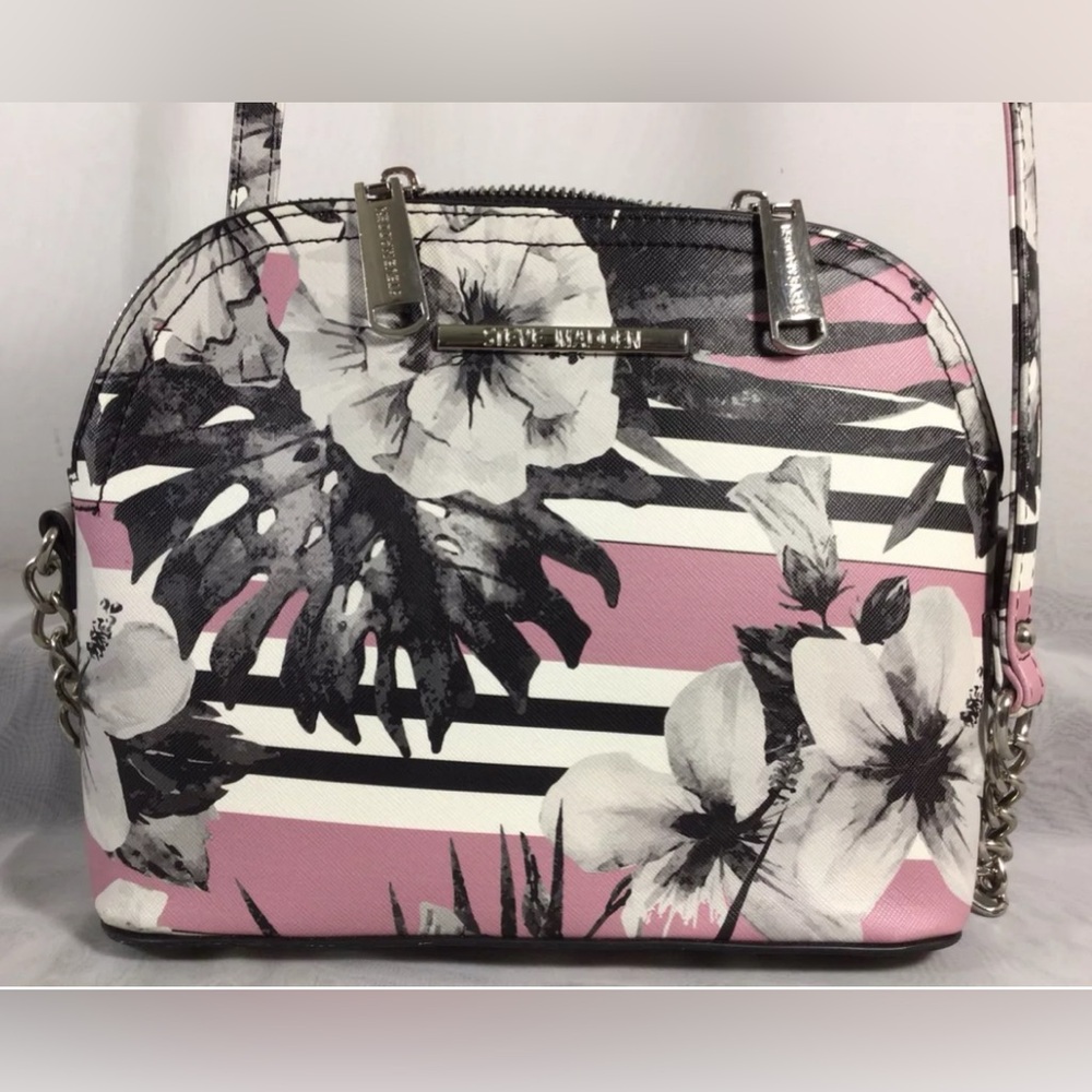 Steve Madden Floral Saffiano Faux Leather Chain Link Crossbody Bag
